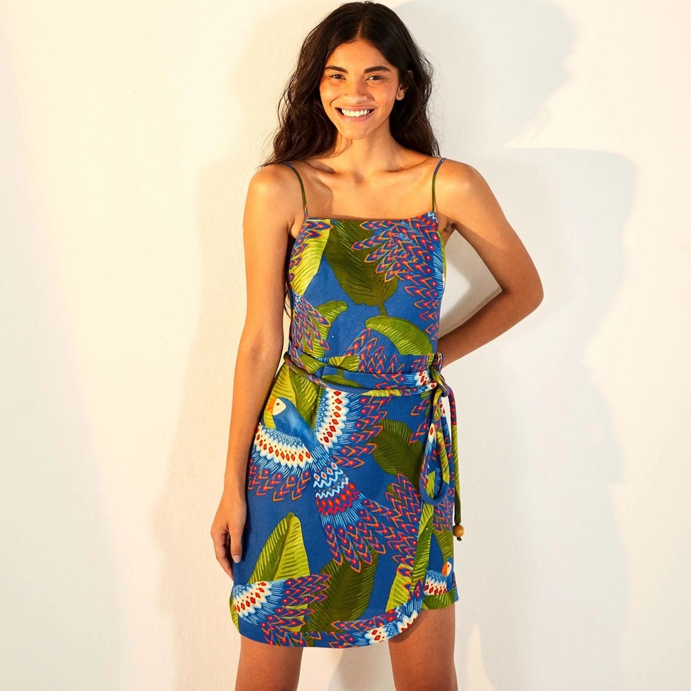 FARM Rio Blue and Green Mini Dress